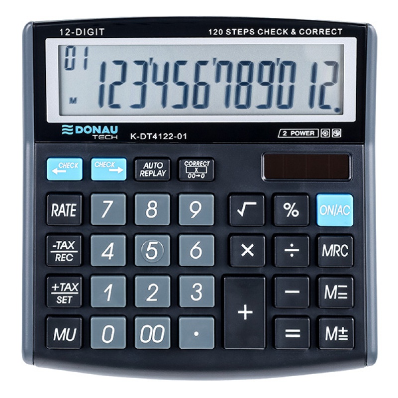 Calculator de birou Donau Tech  136 x 134 x 28 mm  12 digiti  negru