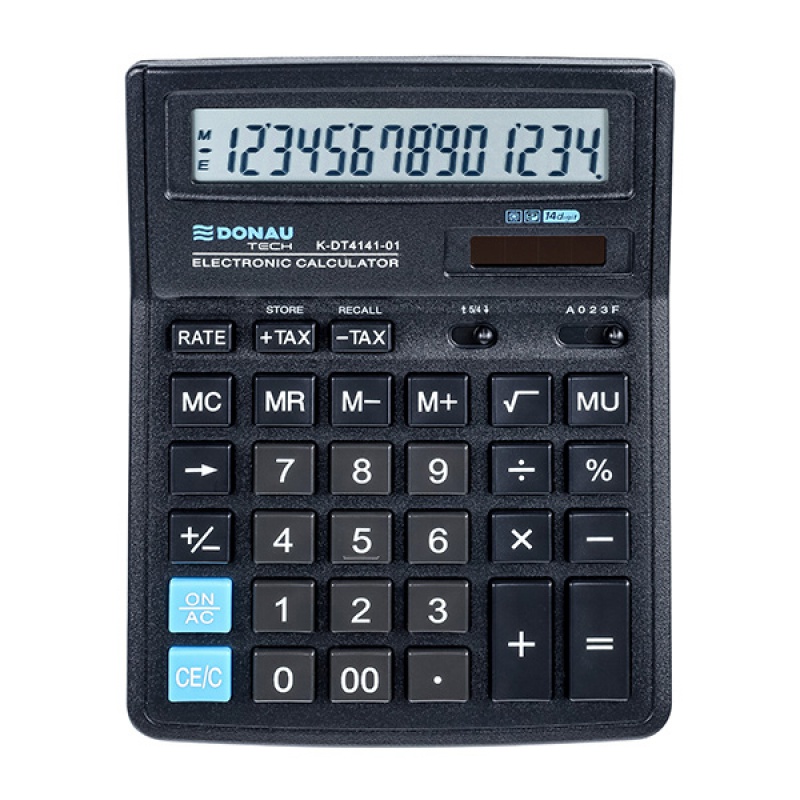 Calculator de birou Donau Tech  190 x 143 x 40 mm  14 digiti  negru