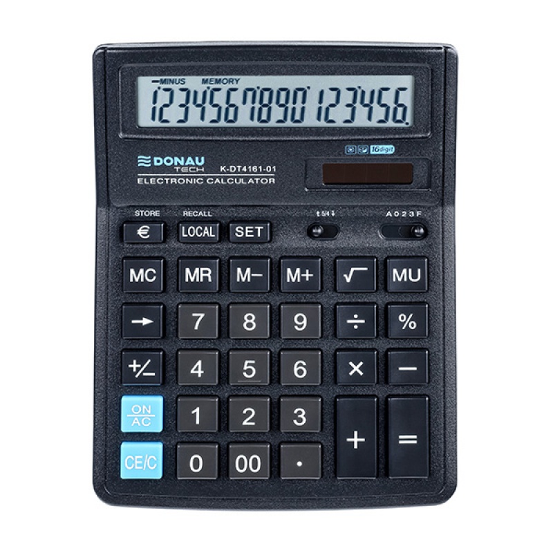 Calculator de birou Donau Tech 190 x 143 x 40 mm 16 digiti negru