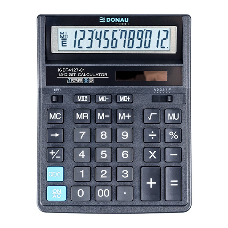 Calculator de birou Donau Tech  203 x 158 x 31 mm  12 digiti  negru