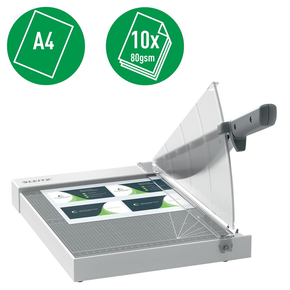 Ghilotina Leitz Home Office Precision  A4  10 coli  indicator laser inclus  gri