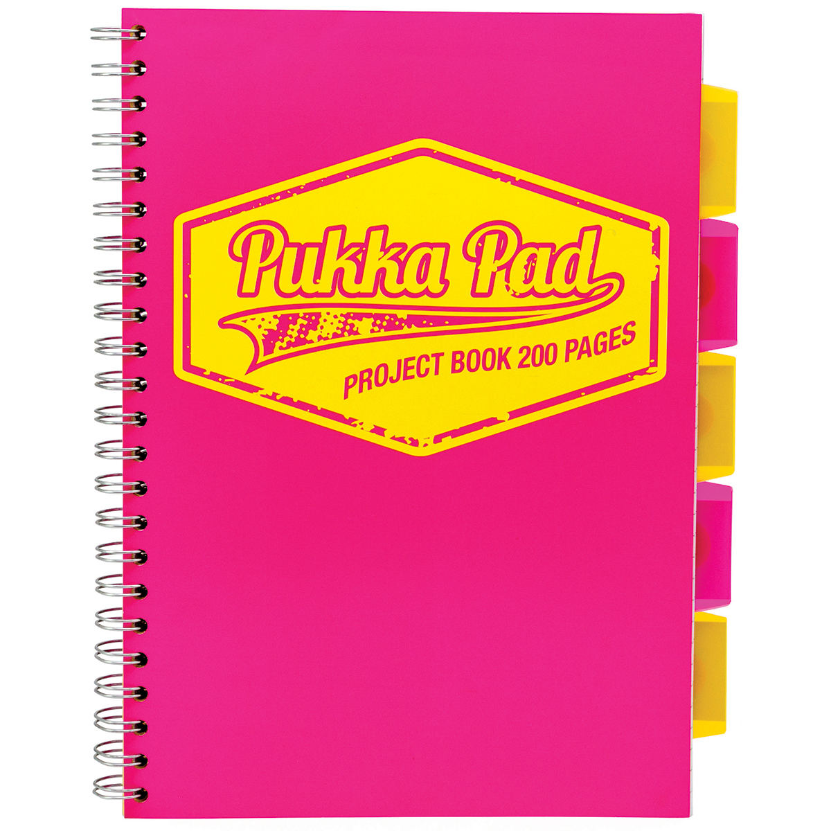 Caiet cu spirala si separatoare Pukka Pads Project Book Neon A4 200 pag matematica roz