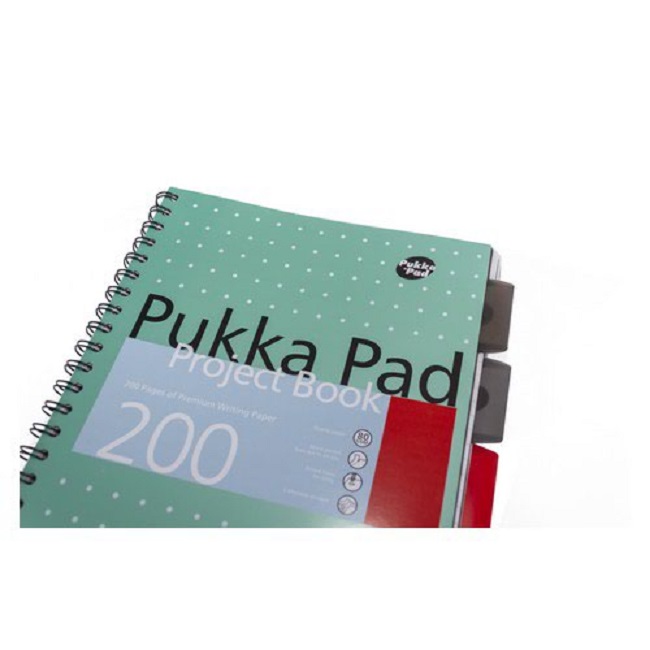 Caiet cu spirala si separatoare Pukka Pads Metallic Project Book dictando A4 microperforatii 200 pag hartie 80 g coperti cartonate