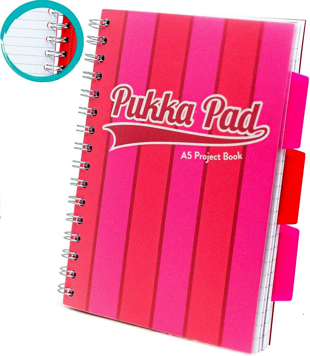 Caiet cu spirala si separatoare Pukka Pads Project Book Vogue 200 pag dictando A5 roz