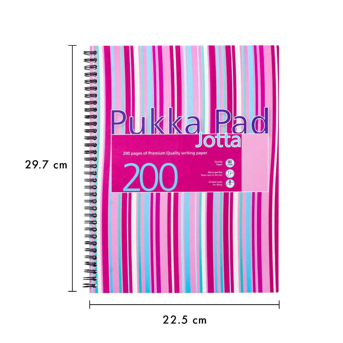 Caiet cu spirala Pukka Pads Stripes dictando A4 200 pag coperti PP negru