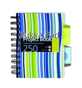 Set 2 caiete cu spirala si separatoare Pukka Pads Project Book Stripes A6  dictando  roz/albastru 250 pag  coperti PP