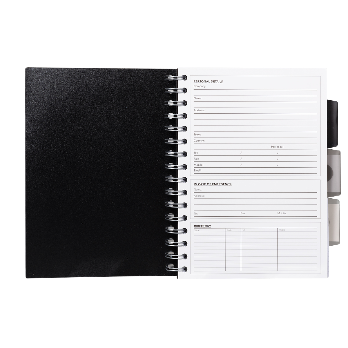 Caiet cu spirala si separatoare Pukka Pads Black Project Book A5 dictando 250 pag coperti PP