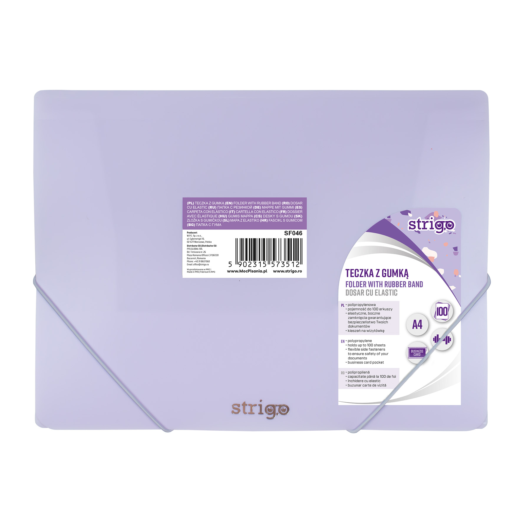 Mapa Strigo A4 cu elastic  PASTEL LILIAC