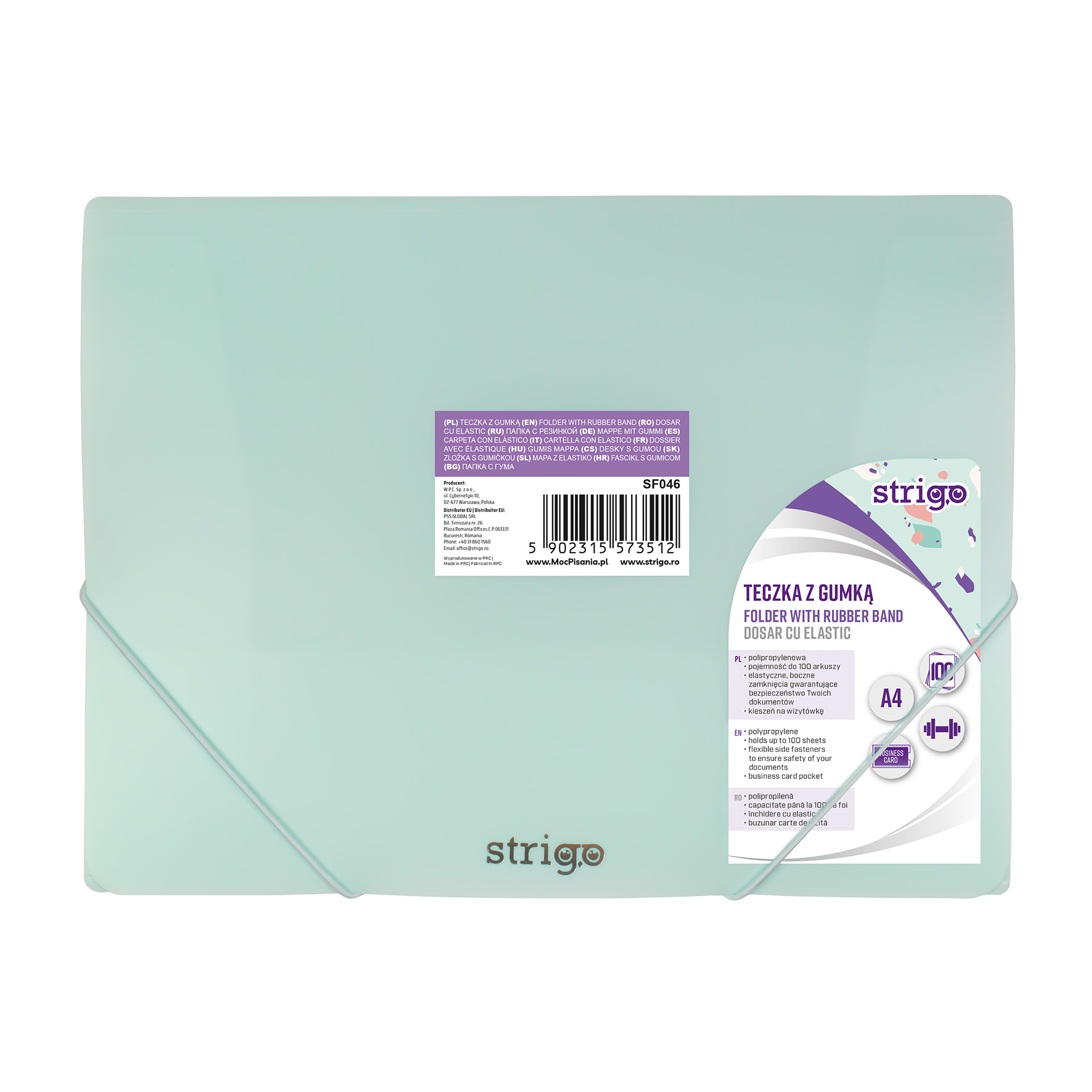 Mapa Strigo A4 cu elastic  PASTEL MENTA