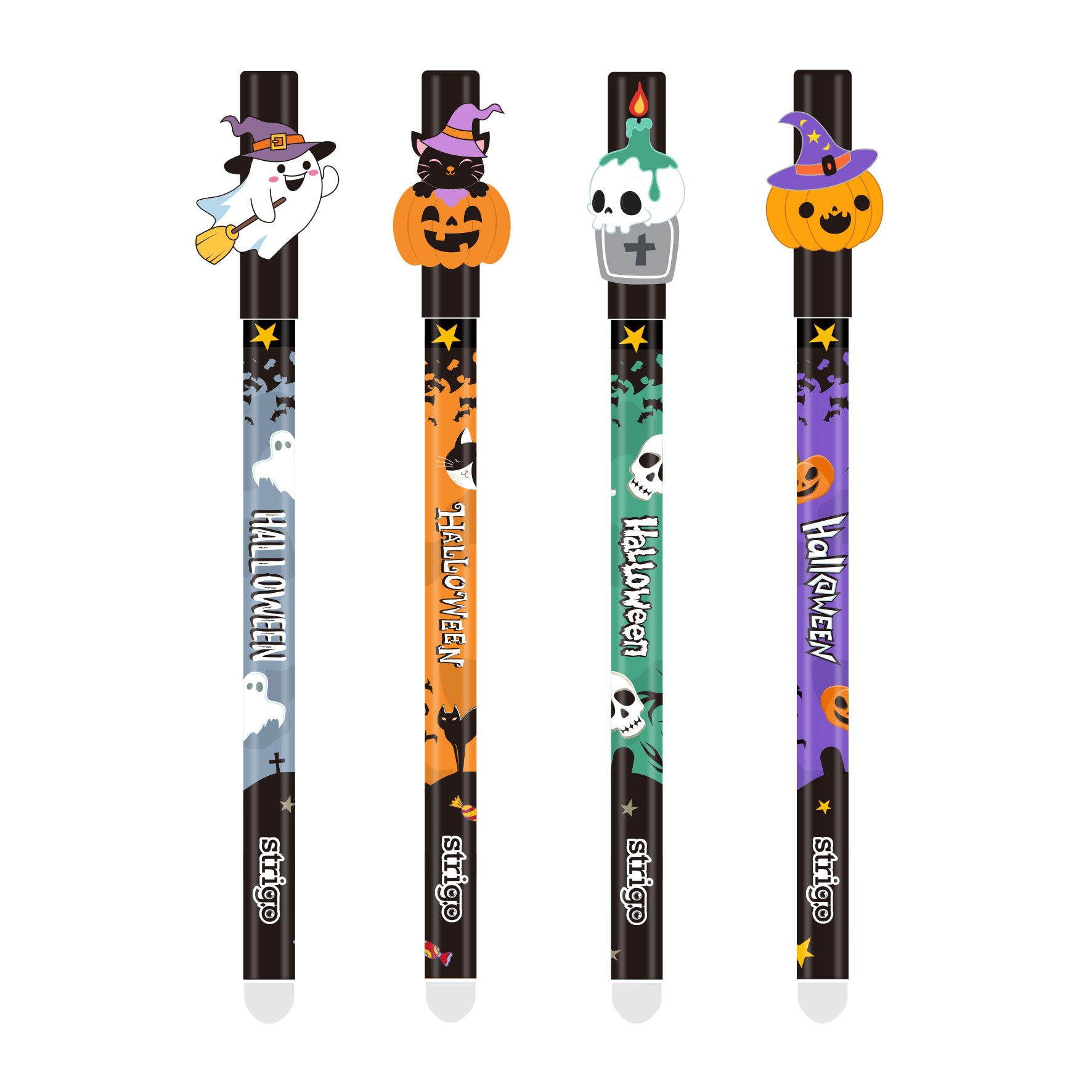 Set 4 pixuri Strigo cerneala cu stergere  HALLOWEEN