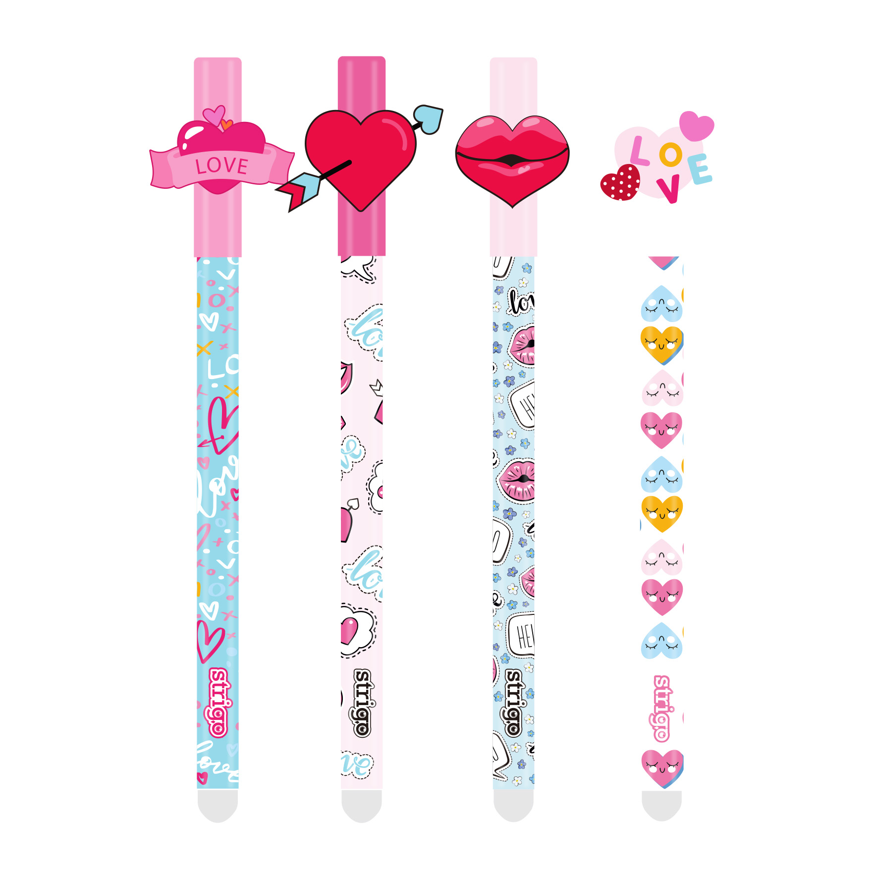 Set 4 pixuri Strigo cerneala cu stergere LOVE