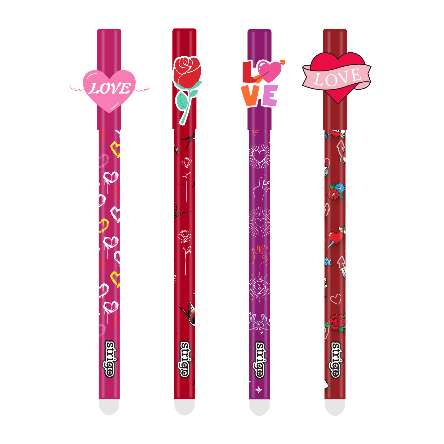 Set 4 pixuri Strigo cerneala cu stergere LOVE FOREVER