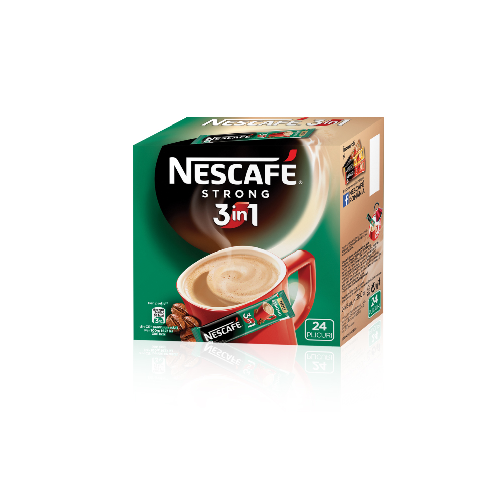 Cafea solubila 3 in 1 Nescafe Strong 24 plicuri/cutie