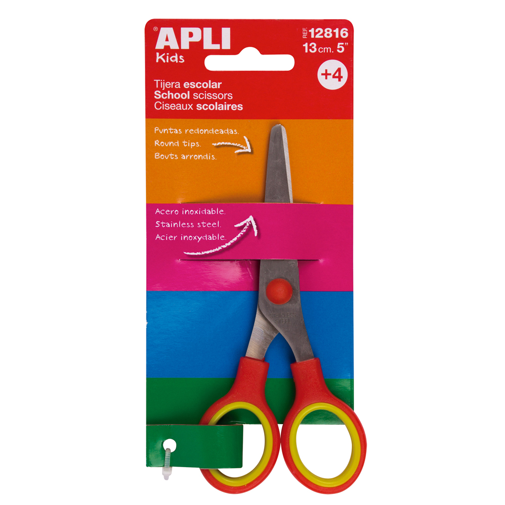 Foarfeca scolari Apli  grip rosu  13 cm  taiere dreapta