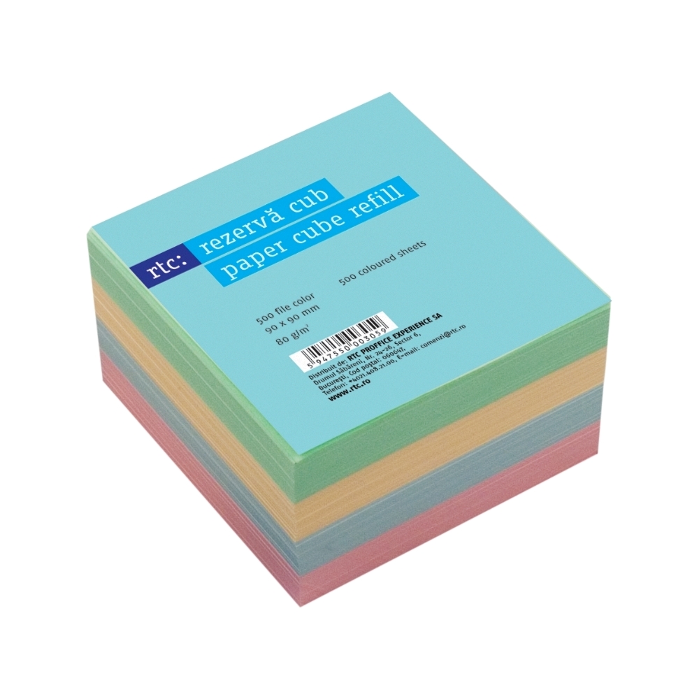 Rezerva cub hartie RTC 500 file 90 x 90 mm 80 g/mp color