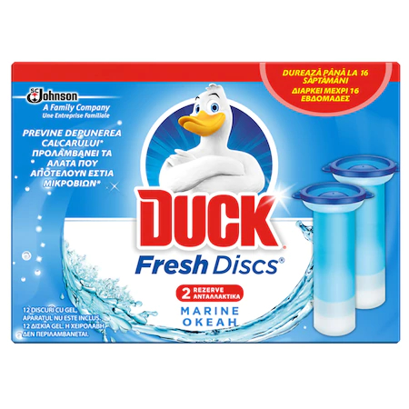 Rezerve odorizant gel pentru vasul toaletei Duck Fresh Discs Marine 12 discuri/set