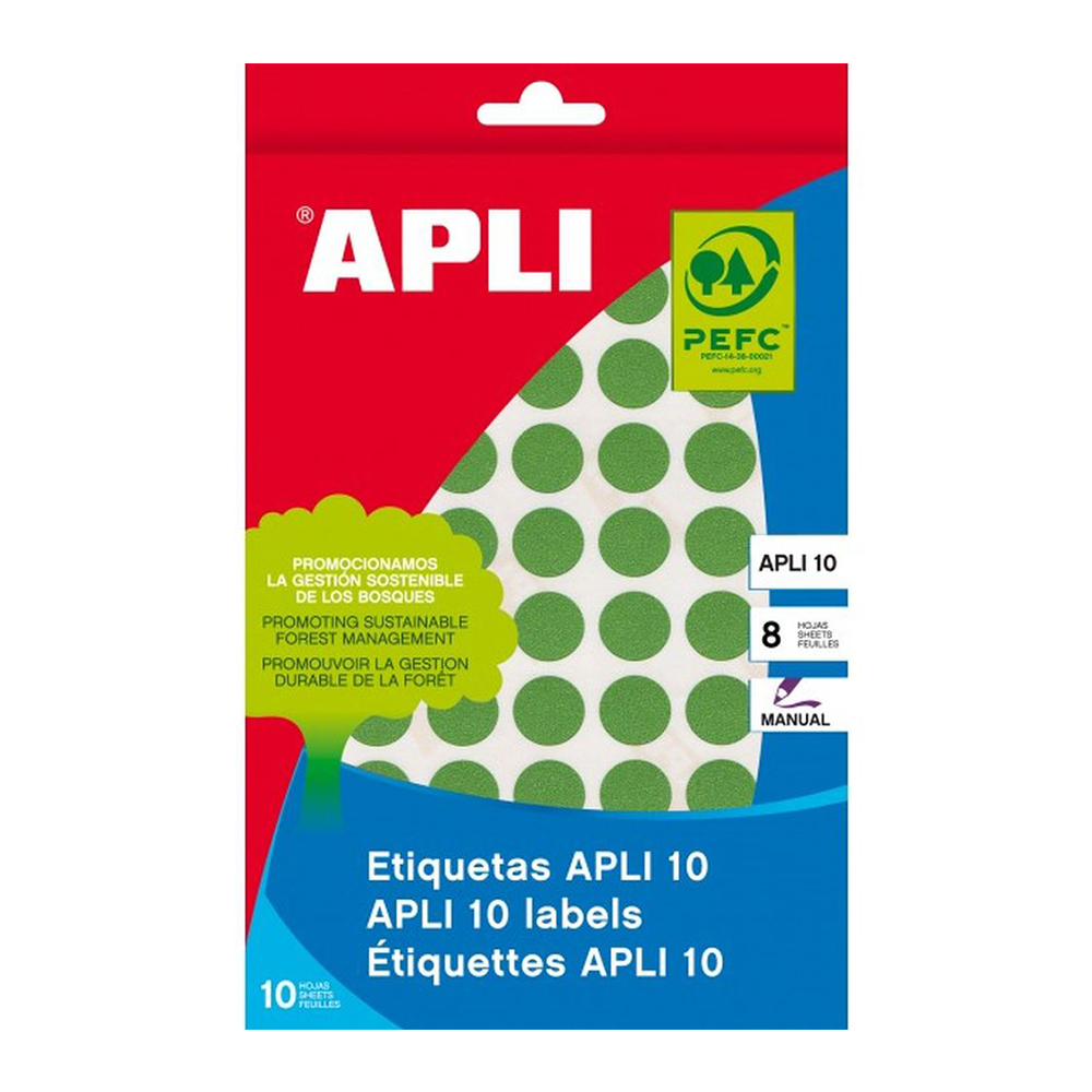 Etichete autoadezive Apli verde 19 mm 320 etichete/blister