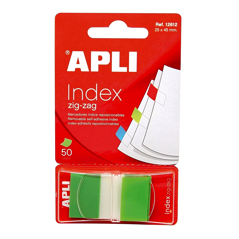 Index Apli autoadeziv zig-zag 24 x 45 mm verde