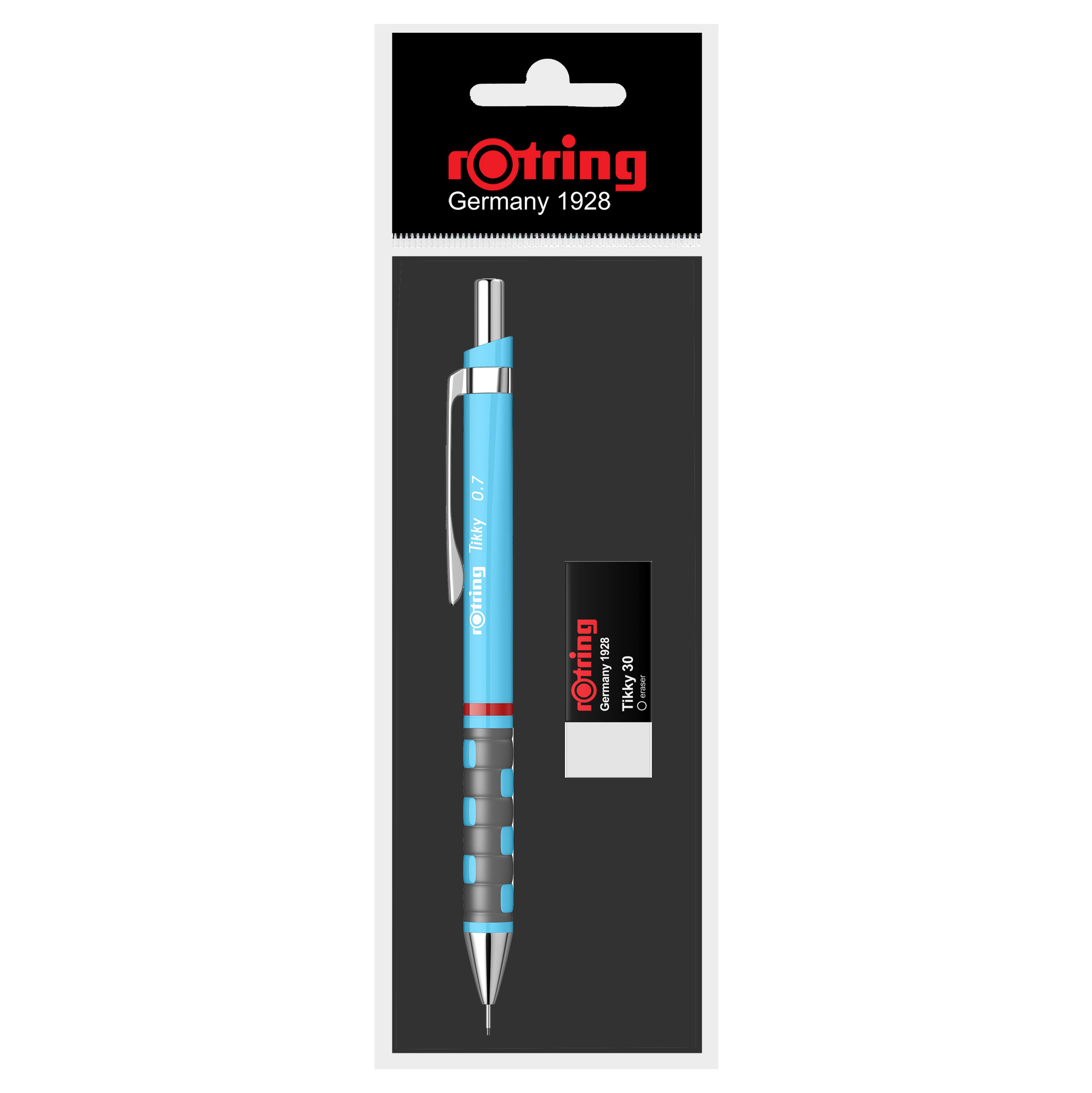 Set creion mecanic Rotring Tikky 0.7 mm + radiera  diverse culori