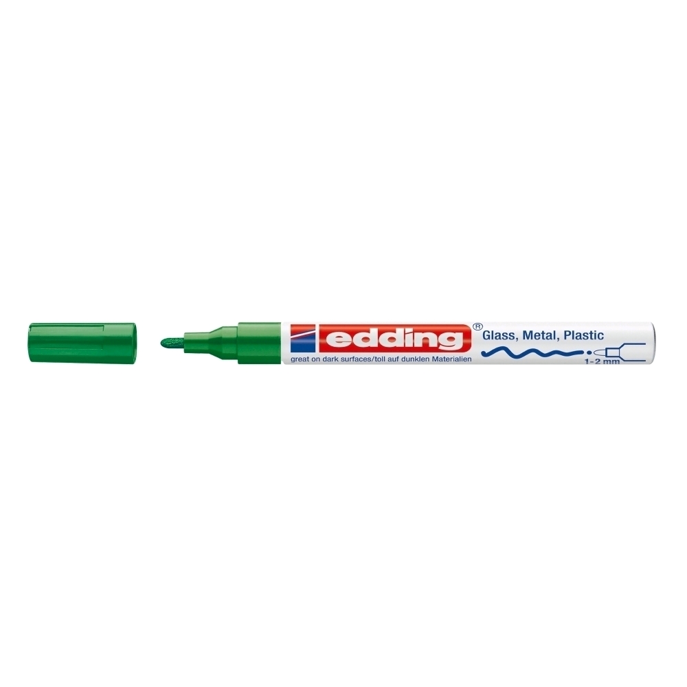 Marker permanent Edding 751 cu vopsea corp metalic varf rotund 1-2 mm verde