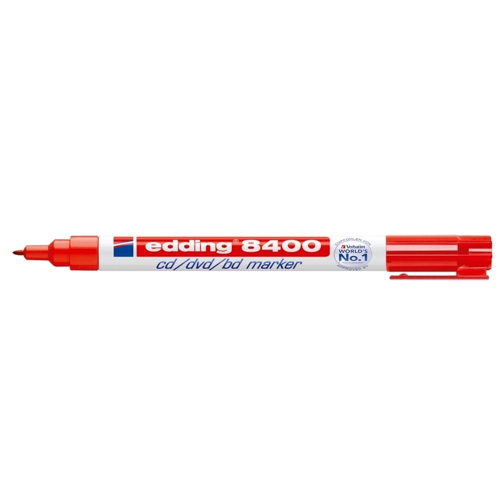 Marker permanent Edding 8400 pentru CD/DVD/BD corp plastic varf rotund 0.75 mm rosu