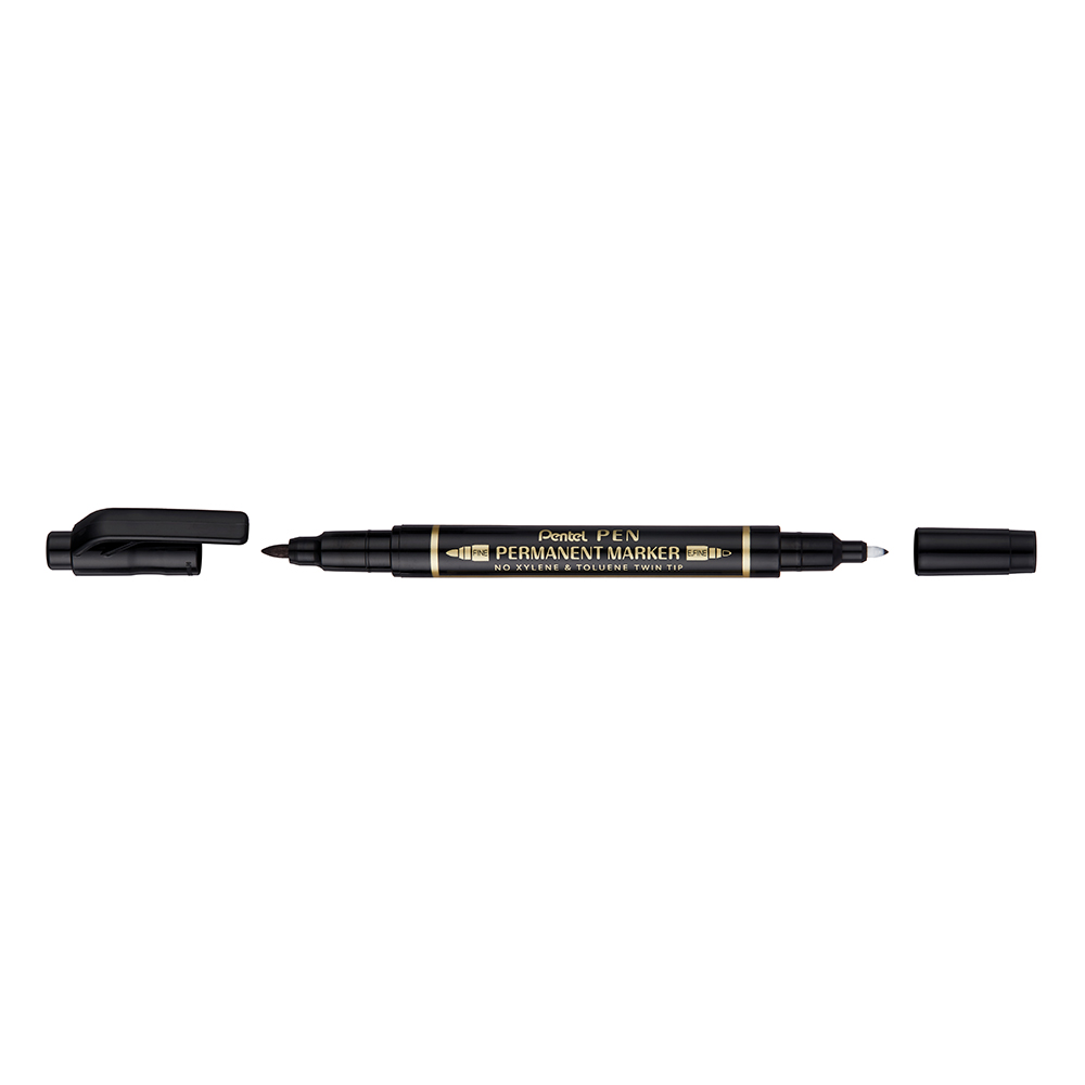 Marker permanent Pentel TWIN TIP 0.3/1.2 mm negru rezistent durabil cerneala rezistenta la apa
