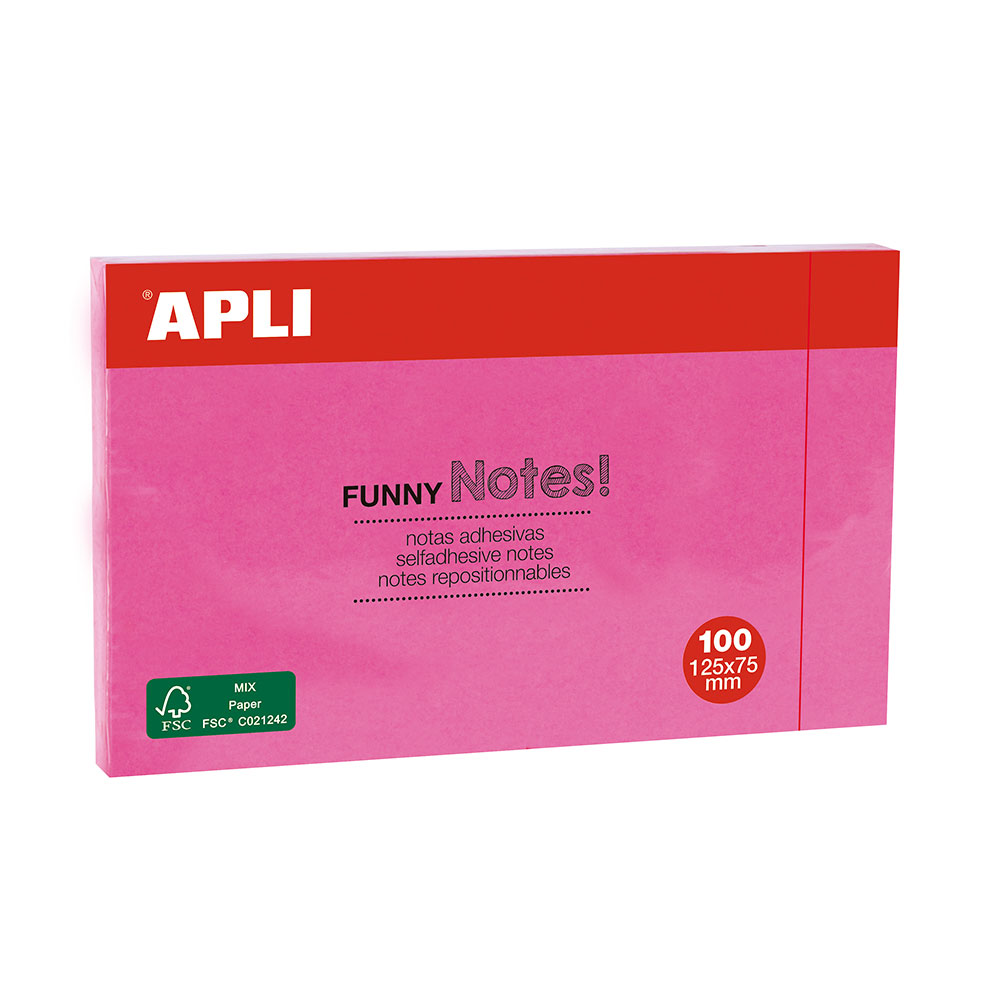 Notite adezive Apli 125 x 75 mm magenta 100 file/set