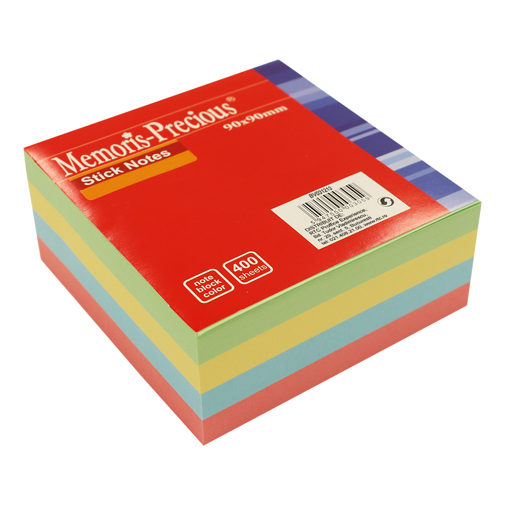 Notite adezive Memoris Precious 90 x 90 mm multicolor 400 file/set