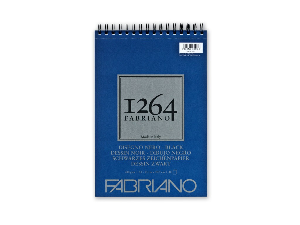 Bloc desen 1264 Black Drawing A4 200gr 40 file cu spirala Fabriano