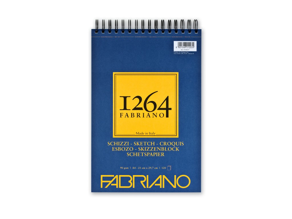 Bloc desen 1264 Schizzi  A4  90gr  120 file  cu spirala pe lungime Fabriano