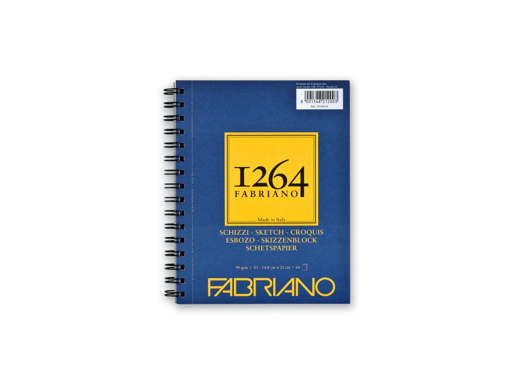 Bloc desen 1264 Schizzi A5 90gr 60 file cu spirala pe latime Fabriano