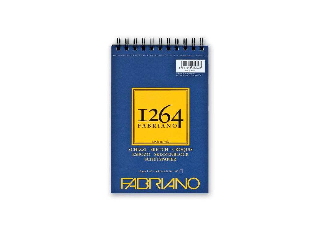 Bloc desen 1264 Schizzi  A5  90gr  60 file  cu spirala pe lungime Fabriano