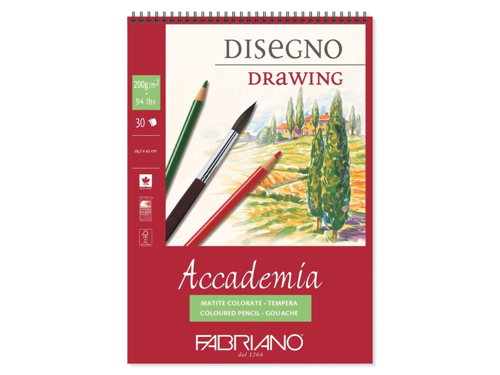 Bloc desen Accademia Disegno  A3  cu spira  Fabriano