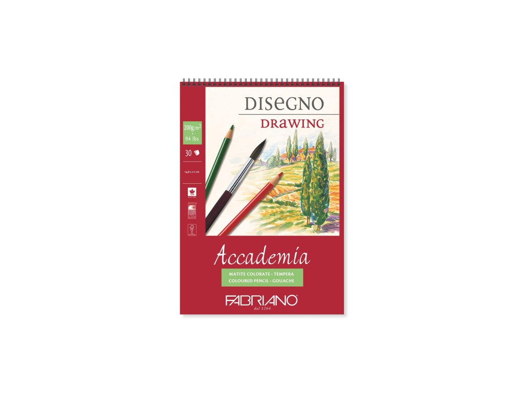 Bloc desen Accademia Disegno  A5  cu spira  Fabriano