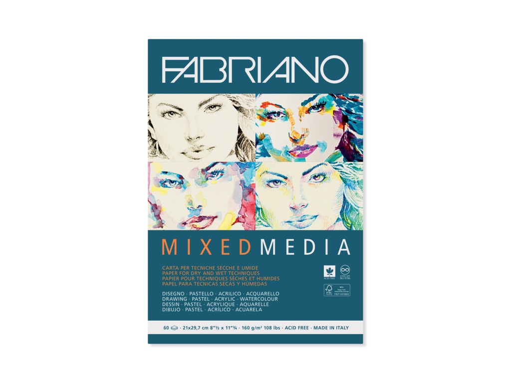 Bloc desen Mix Media A4 fara spira Fabriano