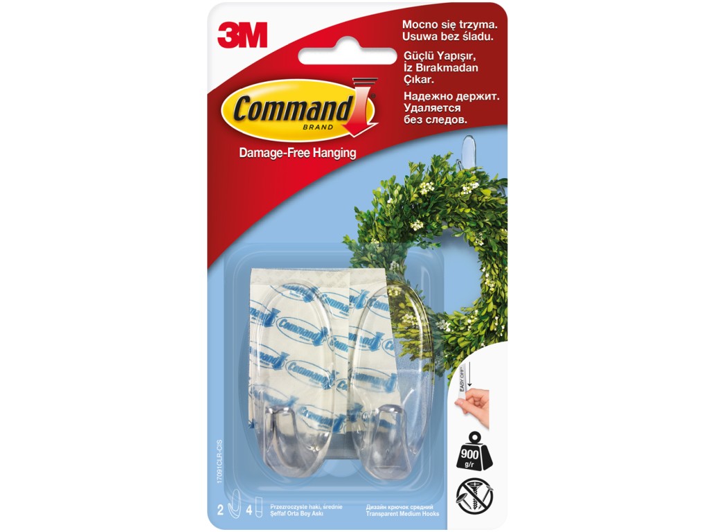 Carlige design mediu transparent Command 3M