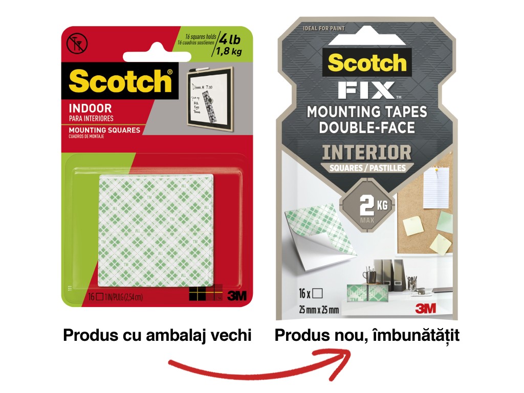 Benzi dublu adezive pretaiate montare interior 16 bucati/pachet Scotch-Fix™